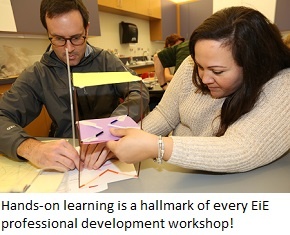 Teachers build an earthquake resistant building at an EiE workshop